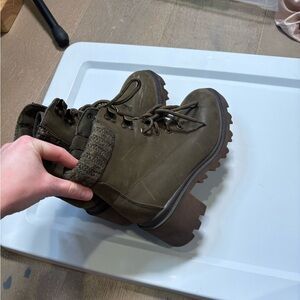 Green & Brown Lace-Up Boots